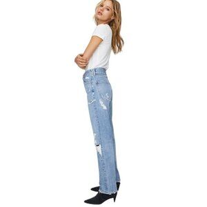AGOLDE Vintage-Look‎ High-Waist pinch waist Distressed Straight-Leg Denim Jeans